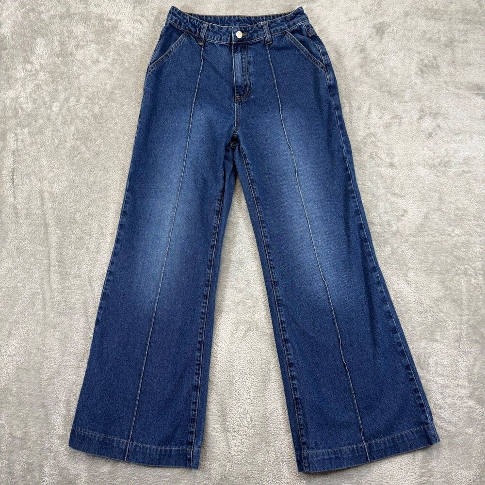 Cider Jeans Women's M Blue Denim Wide Leg Flare Festival Boho Hippie 28x28